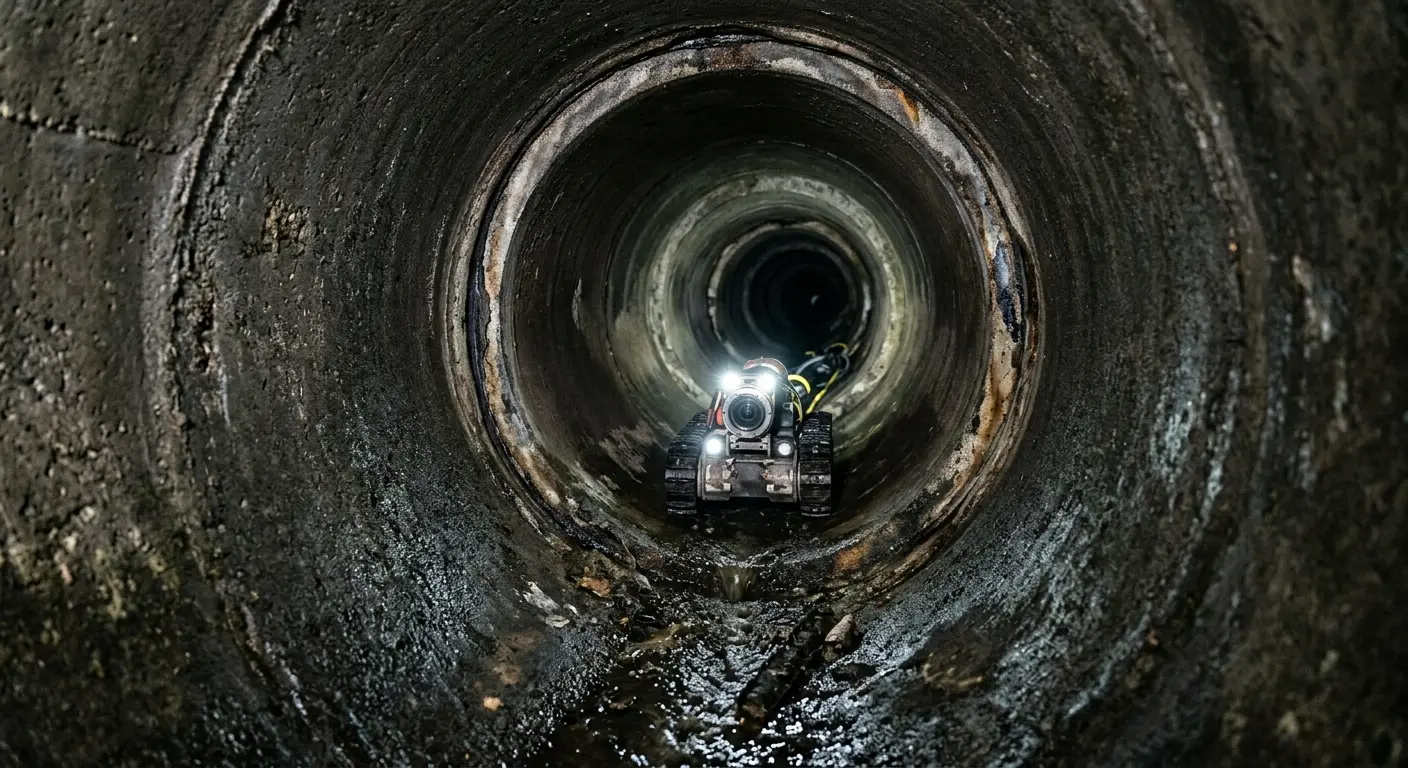 Robotic sewer camera inspecting pipe interior for Sewer Line Repair in Rochester